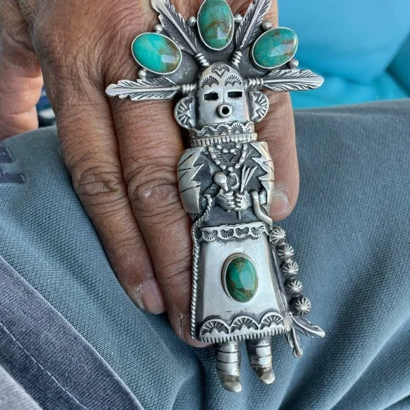 Vintage Navajo ring kachina dancer ring sterling SZ 7.5 - Picture 5 of 9